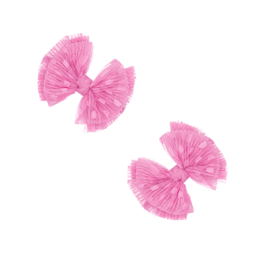 2PK TULLE BABY FAB® CLIPS: bright bubblegum dot APRIL '25