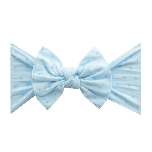 PATTERNED SHABBY KNOT HEADBAND: sky/blue dot  *JANUARY '24*