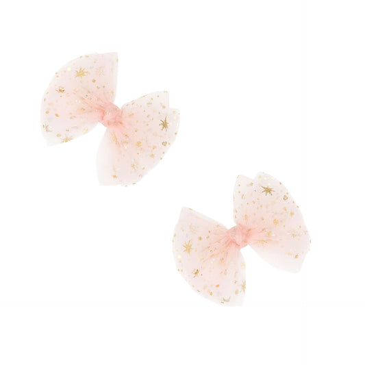 2PK TULLE BABY FAB CLIPS: rose quartz foil star *DEC '24*