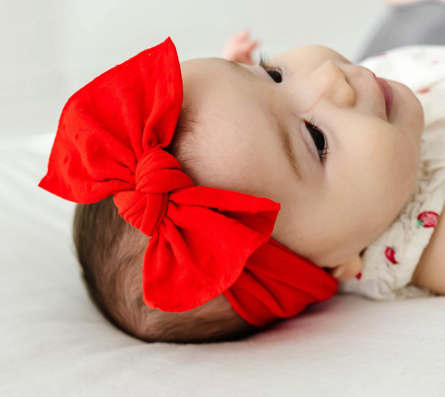 PATTERNED SHABBY KNOT HEADBAND: cherry / red dot  *JUNE *23*